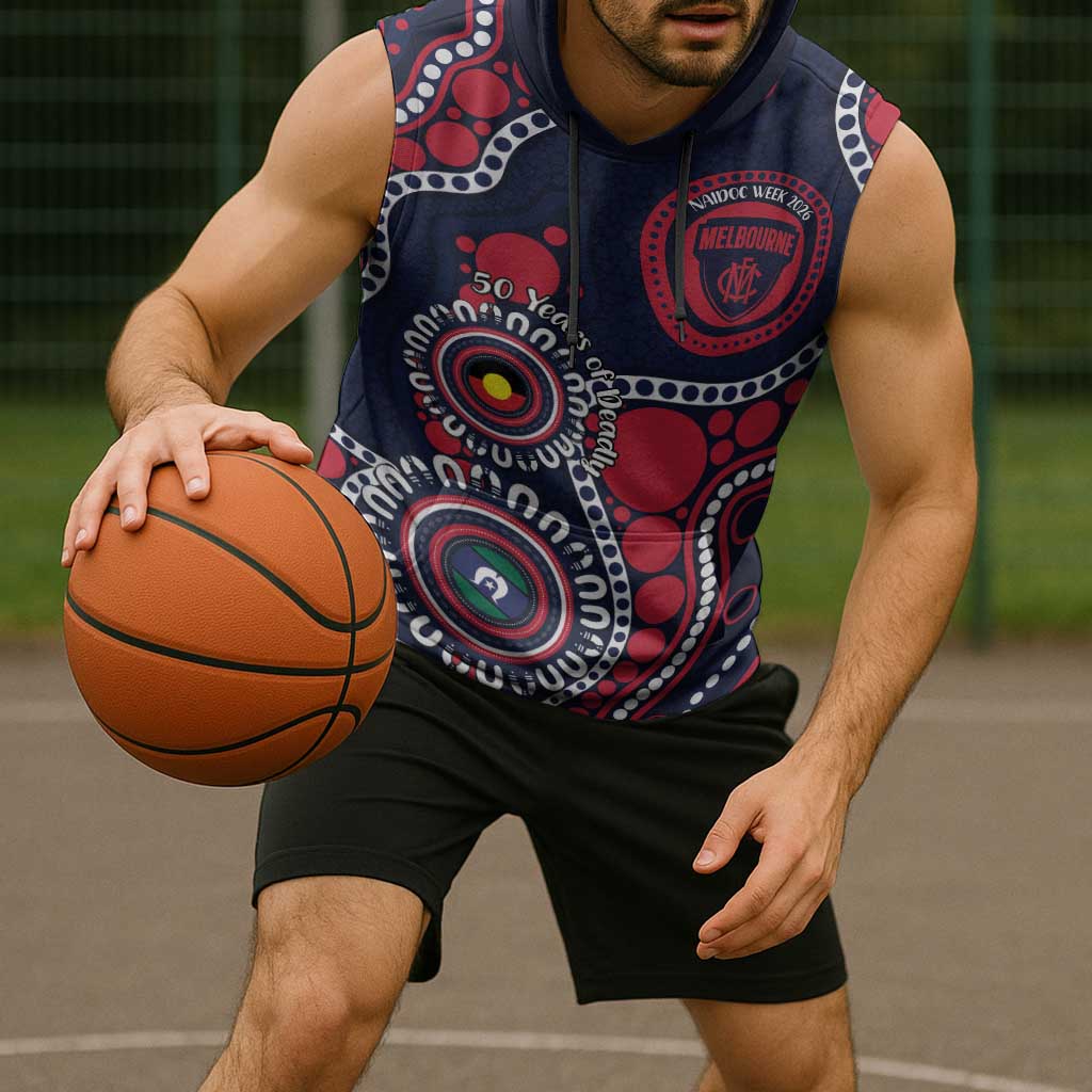 Melbourne NAIDOC Week 2026 Personalised Sleeveless Hoodie 50 Years of Deadly Aboriginal Art