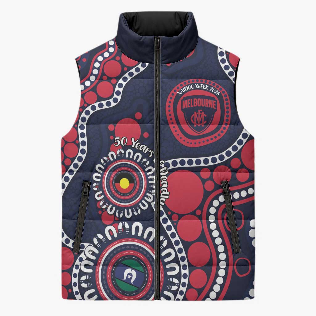 Melbourne NAIDOC Week 2026 Personalised Sleeveless Puffer Jacket 50 Years of Deadly Aboriginal Art