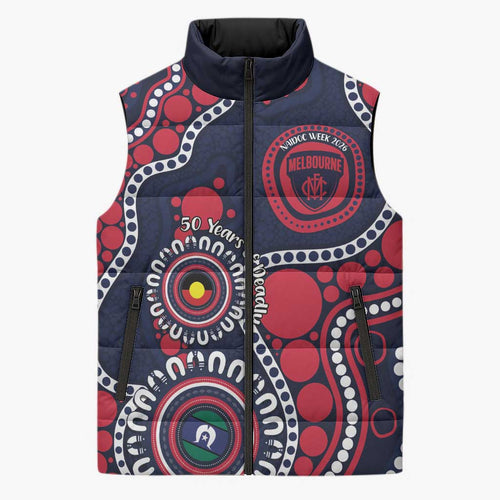 Melbourne NAIDOC Week 2026 Personalised Sleeveless Puffer Jacket 50 Years of Deadly Aboriginal Art