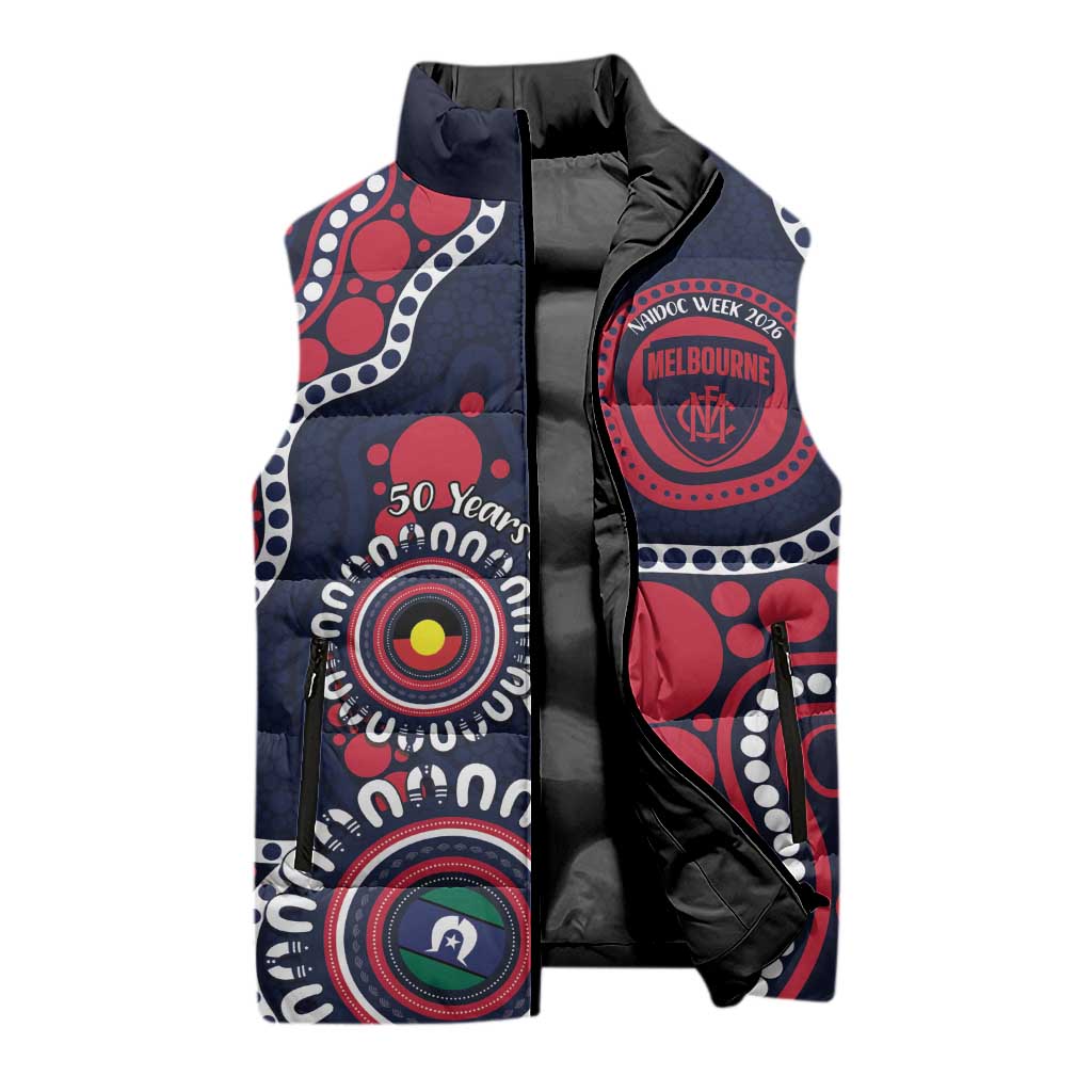 Melbourne NAIDOC Week 2026 Personalised Sleeveless Puffer Jacket 50 Years of Deadly Aboriginal Art