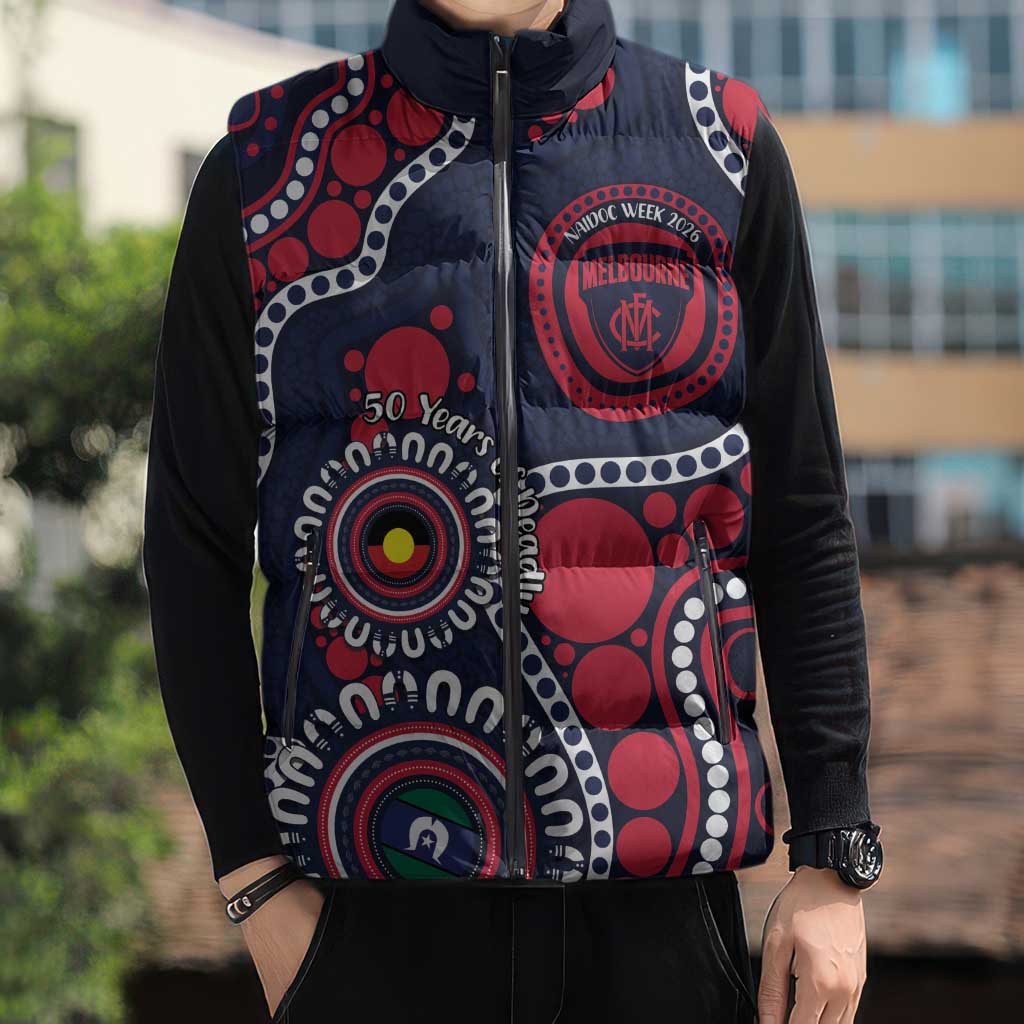 Melbourne NAIDOC Week 2026 Personalised Sleeveless Puffer Jacket 50 Years of Deadly Aboriginal Art