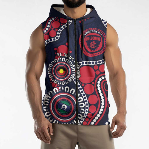 Melbourne NAIDOC Week 2026 Personalised Sleeveless Zip Hoodie 50 Years of Deadly Aboriginal Art