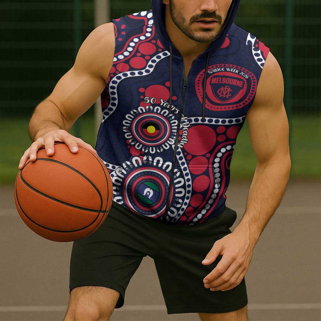 Melbourne NAIDOC Week 2026 Personalised Sleeveless Zip Hoodie 50 Years of Deadly Aboriginal Art