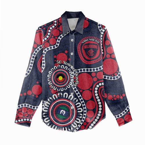 Melbourne NAIDOC Week 2026 Personalised Women Casual Shirt 50 Years of Deadly Aboriginal Art