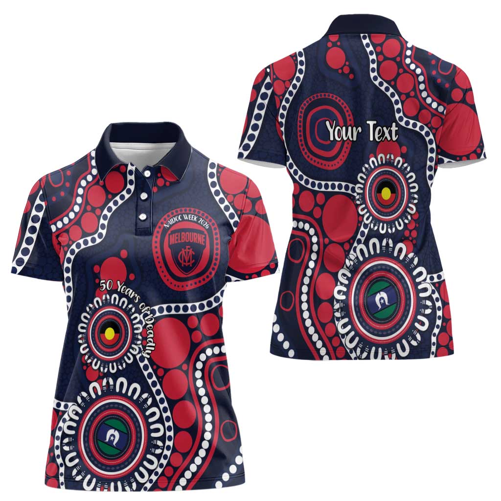 Melbourne NAIDOC Week 2026 Personalised Women Polo Shirt 50 Years of Deadly Aboriginal Art