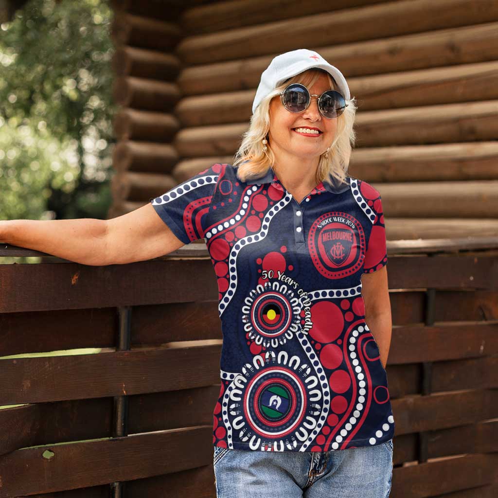 Melbourne NAIDOC Week 2026 Personalised Women Polo Shirt 50 Years of Deadly Aboriginal Art