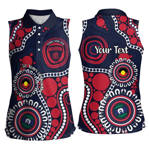 Melbourne NAIDOC Week 2026 Personalised Women Sleeveless Polo Shirt 50 Years of Deadly Aboriginal Art