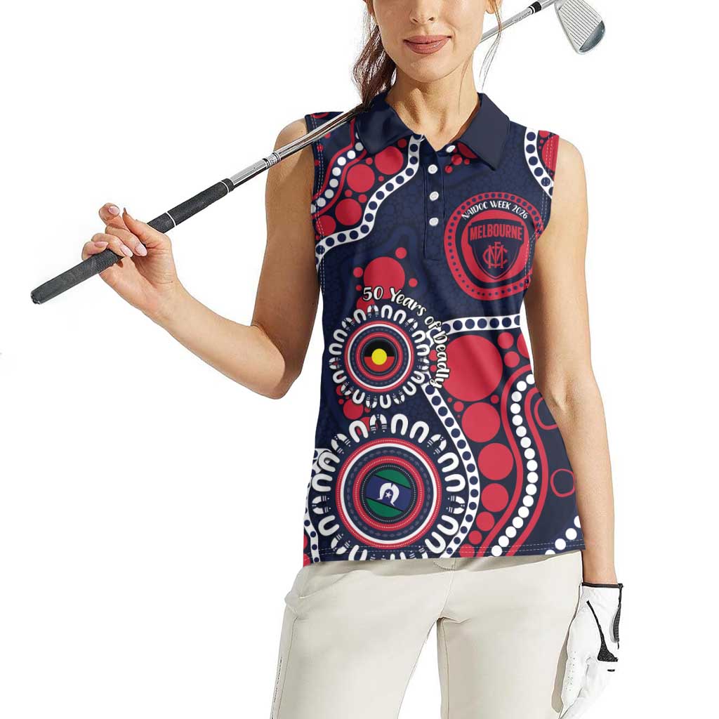 Melbourne NAIDOC Week 2026 Personalised Women Sleeveless Polo Shirt 50 Years of Deadly Aboriginal Art