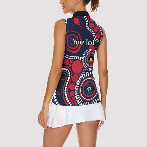 Melbourne NAIDOC Week 2026 Personalised Women Sleeveless Polo Shirt 50 Years of Deadly Aboriginal Art