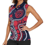 Melbourne NAIDOC Week 2026 Personalised Women Sleeveless Polo Shirt 50 Years of Deadly Aboriginal Art