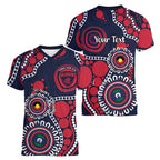 Melbourne NAIDOC Week 2026 Personalised Women V-Neck T-Shirt 50 Years of Deadly Aboriginal Art