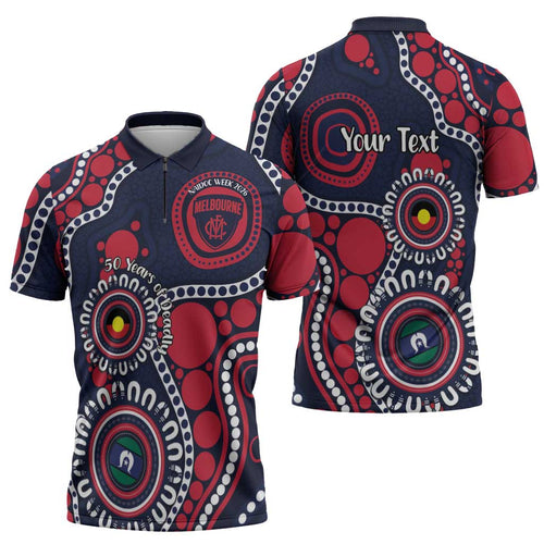 Melbourne NAIDOC Week 2026 Personalised Zipper Polo Shirt 50 Years of Deadly Aboriginal Art