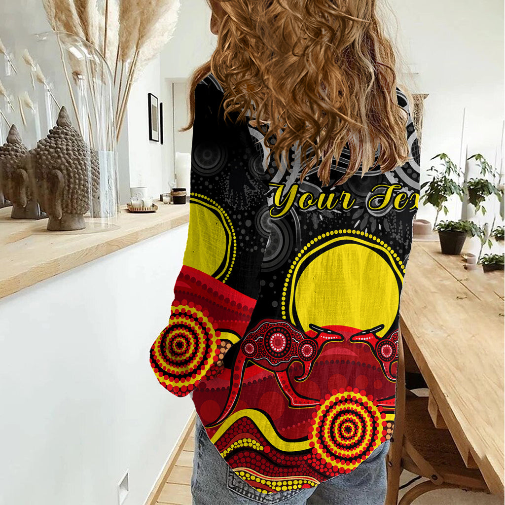 (Custom Personalised) Australian Indigenous Women Casual Shirt Kangaroos Circle Aboriginal Art LT14