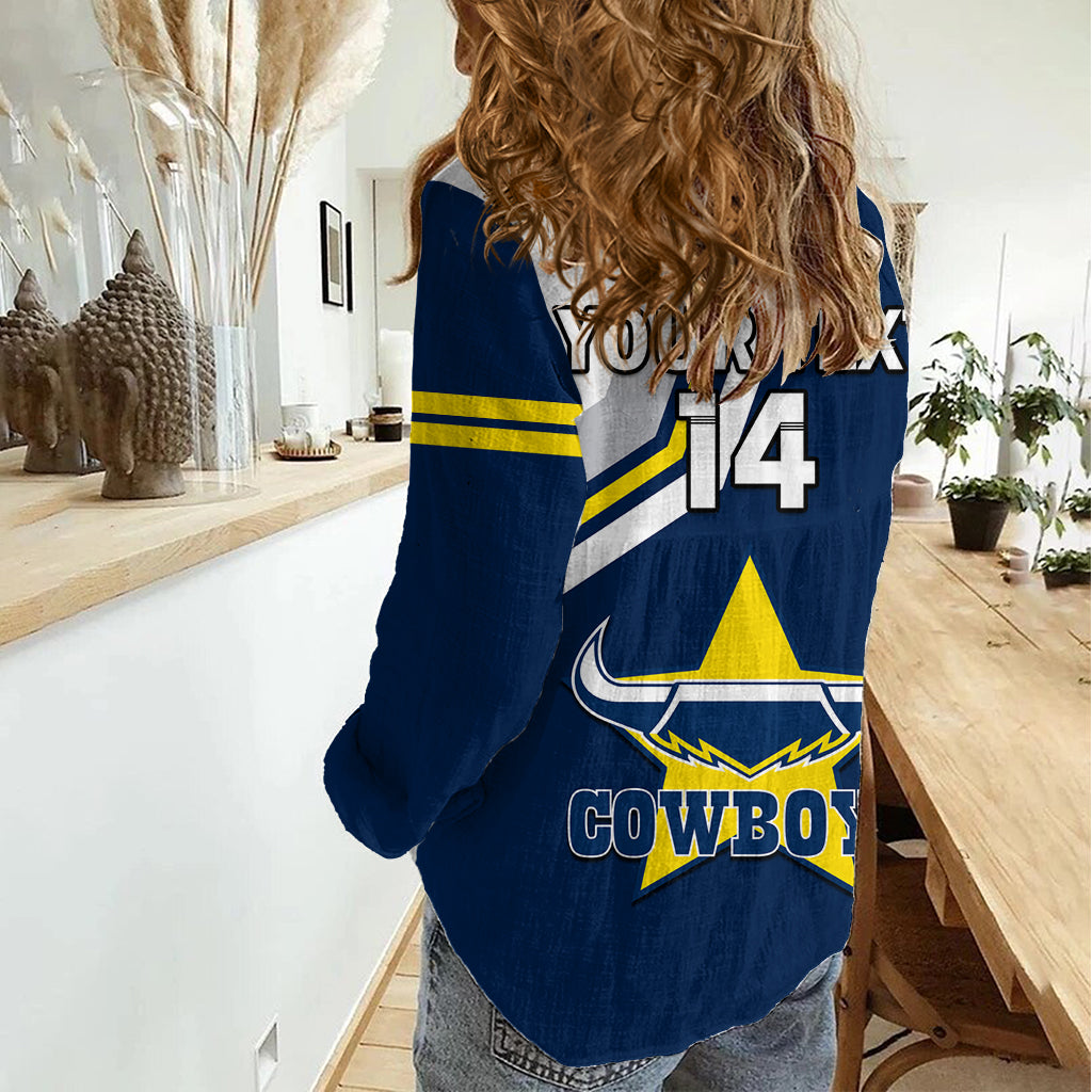 (Custom Text And Number) Cowboys Rugby 2023 Women Casual Shirt Sporty Style Navy Blue LT14