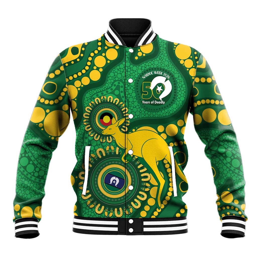 Bowls Australia NAIDOC Week 2026 Personalised Baseball Jacket 50 Years Deadly Kangaroo Indigenous Art