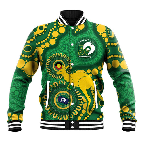 Bowls Australia NAIDOC Week 2026 Personalised Baseball Jacket 50 Years Deadly Kangaroo Indigenous Art