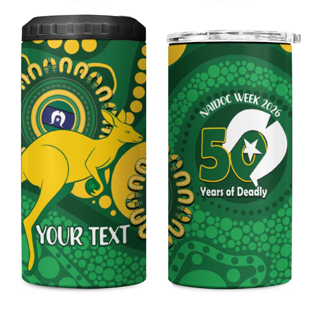 Bowls Australia NAIDOC Week 2026 Personalised 4 in 1 Can Cooler Tumbler 50 Years Deadly Kangaroo Indigenous Art