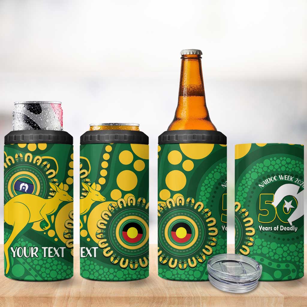 Bowls Australia NAIDOC Week 2026 Personalised 4 in 1 Can Cooler Tumbler 50 Years Deadly Kangaroo Indigenous Art