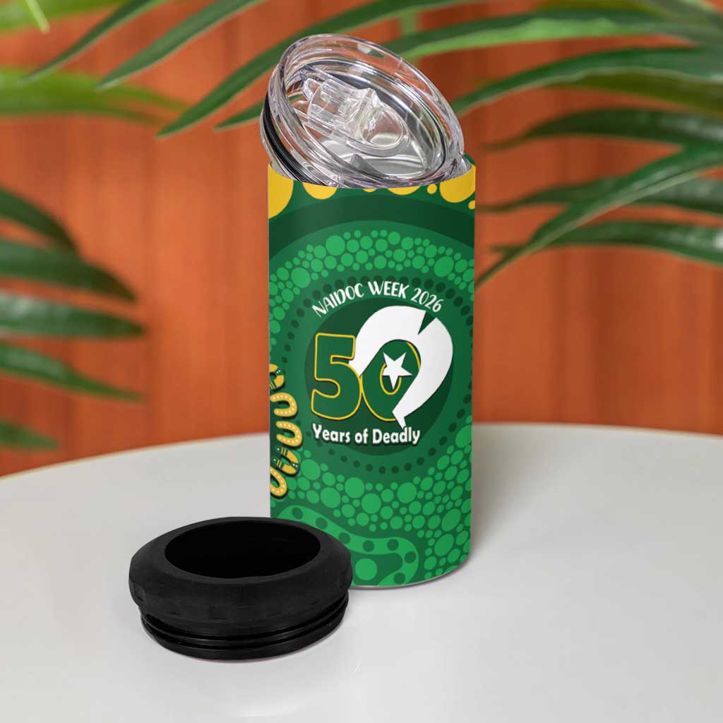 Bowls Australia NAIDOC Week 2026 Personalised 4 in 1 Can Cooler Tumbler 50 Years Deadly Kangaroo Indigenous Art