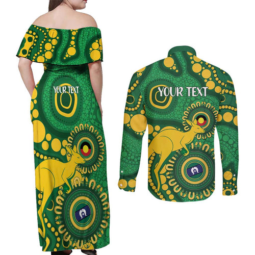 Bowls Australia NAIDOC Week 2026 Personalised Couples Matching Off Shoulder Maxi Dress and Long Sleeve Button Shirt 50 Years Deadly Kangaroo Indigenous Art