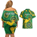 Bowls Australia NAIDOC Week 2026 Personalised Couples Matching Off Shoulder Short Dress and Hawaiian Shirt 50 Years Deadly Kangaroo Indigenous Art
