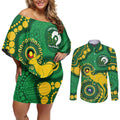 Bowls Australia NAIDOC Week 2026 Personalised Couples Matching Off Shoulder Short Dress and Long Sleeve Button Shirt 50 Years Deadly Kangaroo Indigenous Art