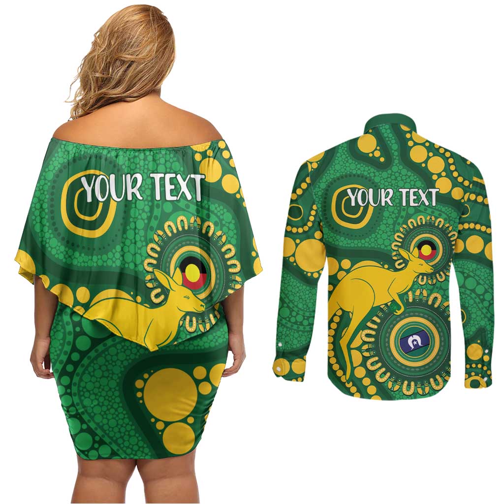 Bowls Australia NAIDOC Week 2026 Personalised Couples Matching Off Shoulder Short Dress and Long Sleeve Button Shirt 50 Years Deadly Kangaroo Indigenous Art