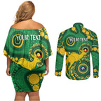 Bowls Australia NAIDOC Week 2026 Personalised Couples Matching Off Shoulder Short Dress and Long Sleeve Button Shirt 50 Years Deadly Kangaroo Indigenous Art