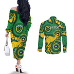 Bowls Australia NAIDOC Week 2026 Personalised Couples Matching Off The Shoulder Long Sleeve Dress and Long Sleeve Button Shirt 50 Years Deadly Kangaroo Indigenous Art