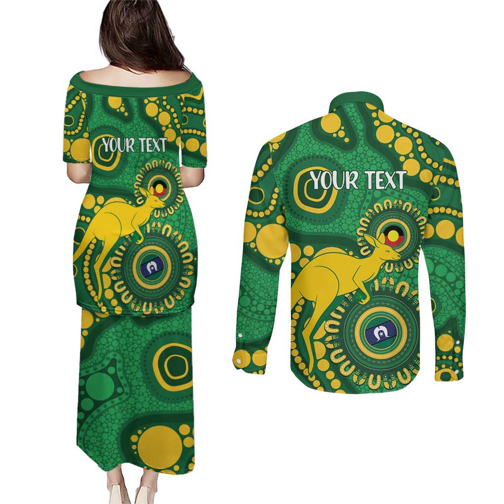 Bowls Australia NAIDOC Week 2026 Personalised Couples Matching Puletasi and Long Sleeve Button Shirt 50 Years Deadly Kangaroo Indigenous Art