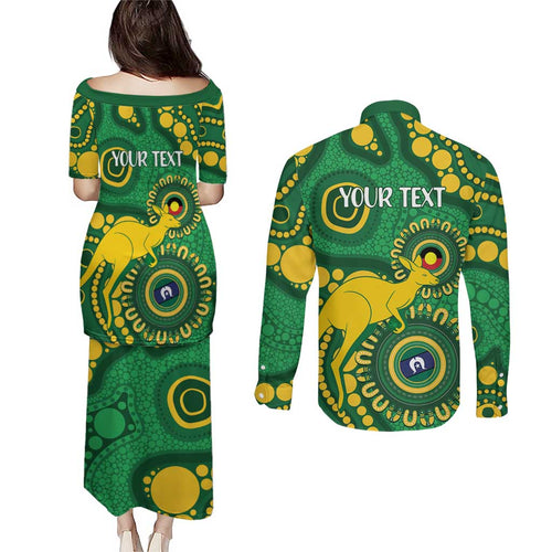 Bowls Australia NAIDOC Week 2026 Personalised Couples Matching Puletasi and Long Sleeve Button Shirt 50 Years Deadly Kangaroo Indigenous Art