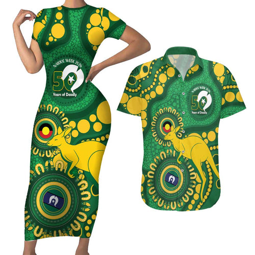 Bowls Australia NAIDOC Week 2026 Personalised Couples Matching Short Sleeve Bodycon Dress and Hawaiian Shirt 50 Years Deadly Kangaroo Indigenous Art