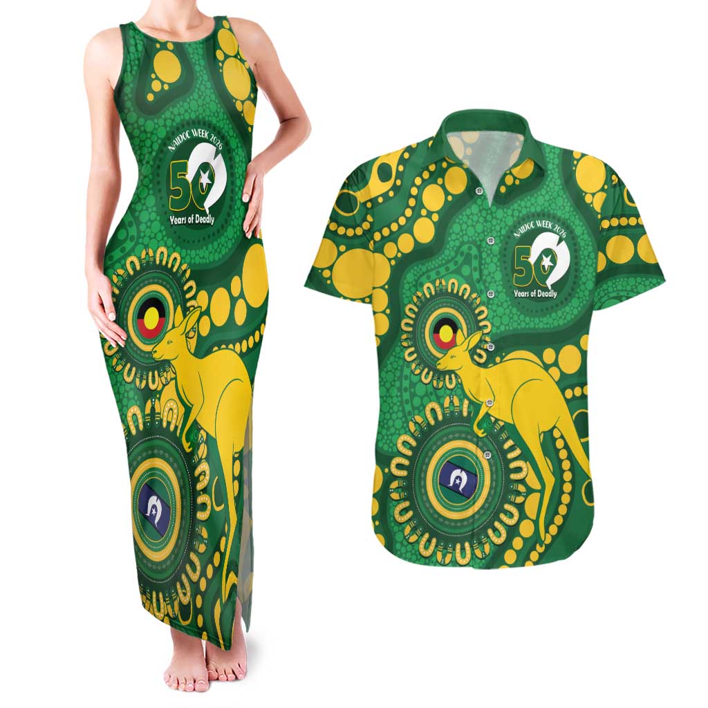 Bowls Australia NAIDOC Week 2026 Personalised Couples Matching Tank Maxi Dress and Hawaiian Shirt 50 Years Deadly Kangaroo Indigenous Art