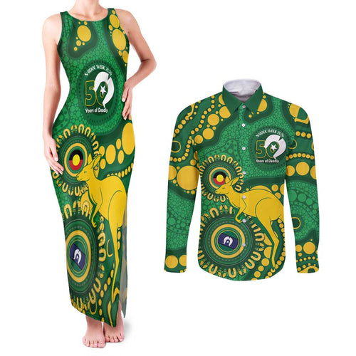 Bowls Australia NAIDOC Week 2026 Personalised Couples Matching Tank Maxi Dress and Long Sleeve Button Shirt 50 Years Deadly Kangaroo Indigenous Art