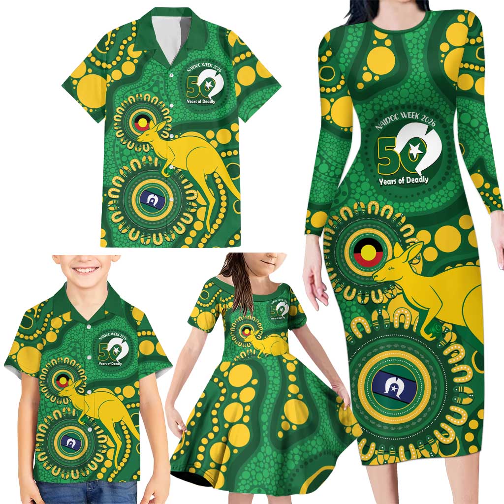 Bowls Australia NAIDOC Week 2026 Personalised Family Matching Long Sleeve Bodycon Dress and Hawaiian Shirt 50 Years Deadly Kangaroo Indigenous Art