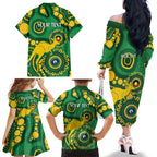 Bowls Australia NAIDOC Week 2026 Personalised Family Matching Off The Shoulder Long Sleeve Dress and Hawaiian Shirt 50 Years Deadly Kangaroo Indigenous Art