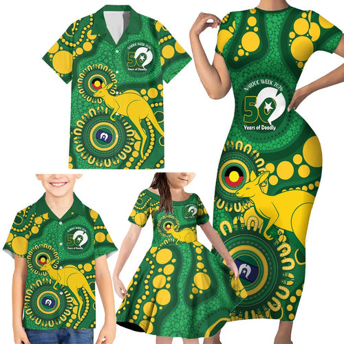 Bowls Australia NAIDOC Week 2026 Personalised Family Matching Short Sleeve Bodycon Dress and Hawaiian Shirt 50 Years Deadly Kangaroo Indigenous Art
