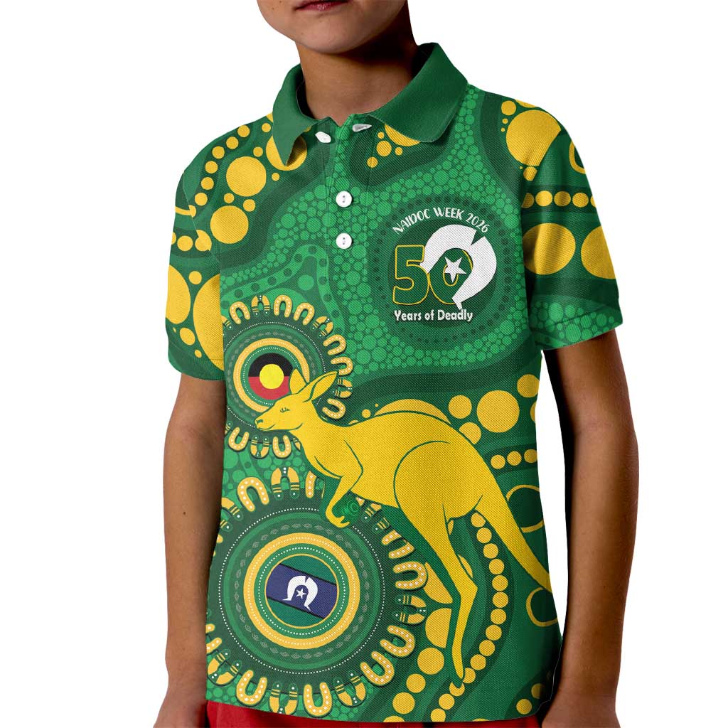 Bowls Australia NAIDOC Week 2026 Personalised Kid Polo Shirt 50 Years Deadly Kangaroo Indigenous Art