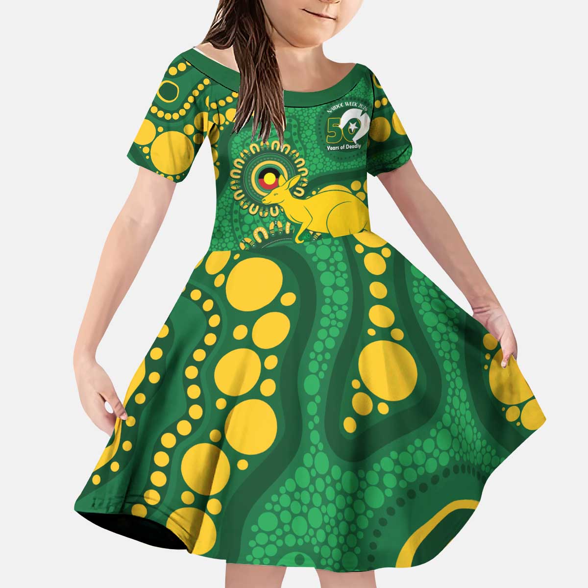 Bowls Australia NAIDOC Week 2026 Personalised Kid Short Sleeve Dress 50 Years Deadly Kangaroo Indigenous Art