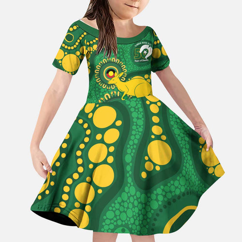 Bowls Australia NAIDOC Week 2026 Personalised Kid Short Sleeve Dress 50 Years Deadly Kangaroo Indigenous Art