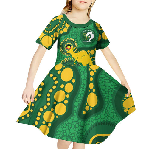 Bowls Australia NAIDOC Week 2026 Personalised Kid Short Sleeve Dress 50 Years Deadly Kangaroo Indigenous Art