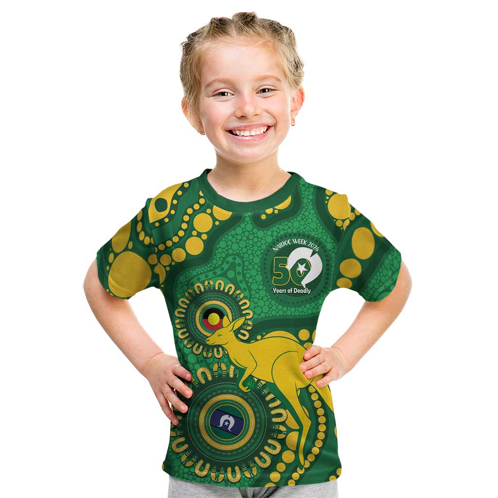 Bowls Australia NAIDOC Week 2026 Personalised Kid T Shirt 50 Years Deadly Kangaroo Indigenous Art
