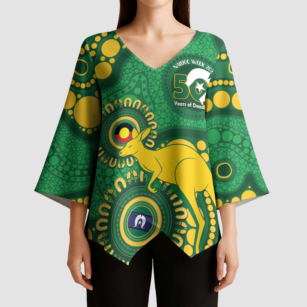 Bowls Australia NAIDOC Week 2026 Personalised Kimono Sleeve Blouse 50 Years Deadly Kangaroo Indigenous Art