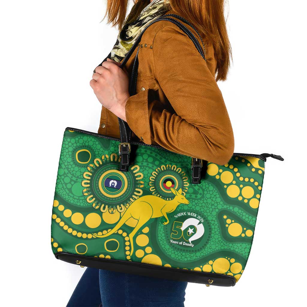 Bowls Australia NAIDOC Week 2026 Leather Tote Bag 50 Years Deadly Kangaroo Indigenous Art
