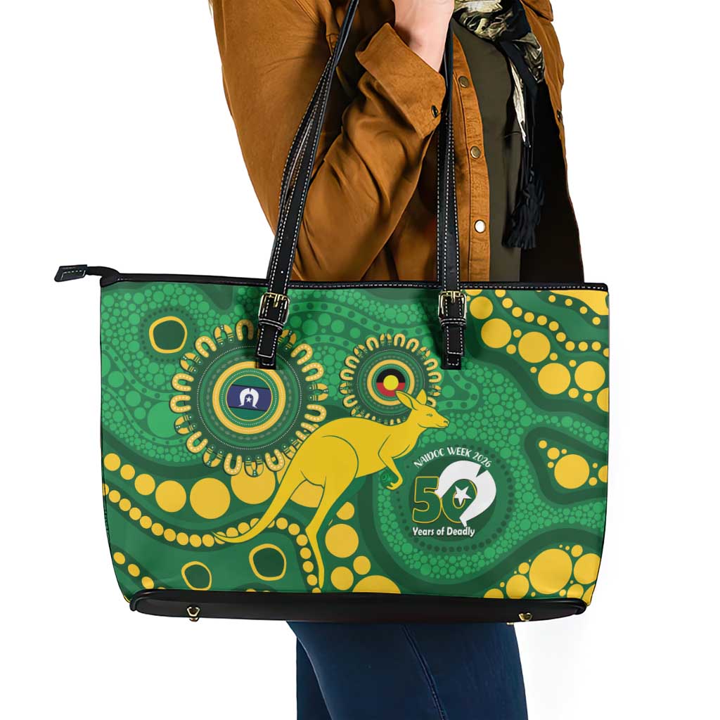 Bowls Australia NAIDOC Week 2026 Leather Tote Bag 50 Years Deadly Kangaroo Indigenous Art