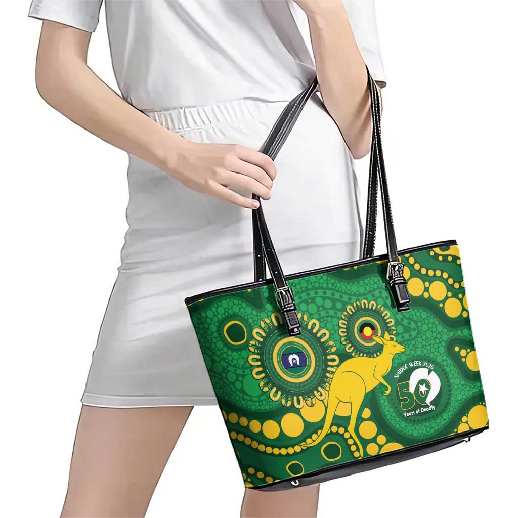 Bowls Australia NAIDOC Week 2026 Leather Tote Bag 50 Years Deadly Kangaroo Indigenous Art