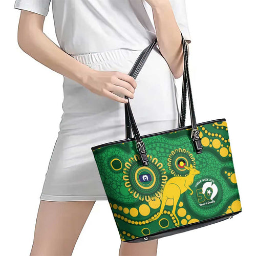 Bowls Australia NAIDOC Week 2026 Leather Tote Bag 50 Years Deadly Kangaroo Indigenous Art