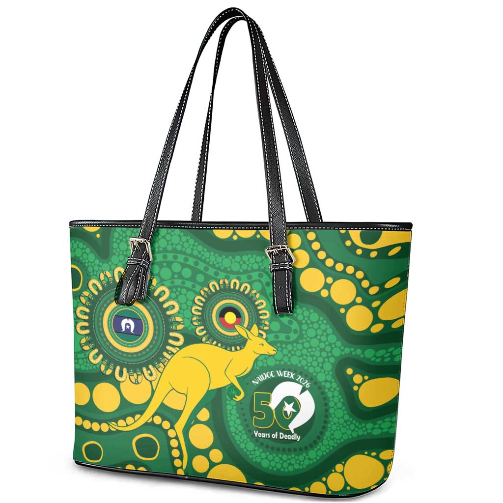 Bowls Australia NAIDOC Week 2026 Leather Tote Bag 50 Years Deadly Kangaroo Indigenous Art