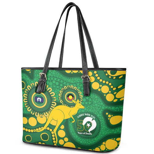 Bowls Australia NAIDOC Week 2026 Leather Tote Bag 50 Years Deadly Kangaroo Indigenous Art