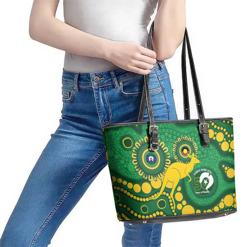 Bowls Australia NAIDOC Week 2026 Leather Tote Bag 50 Years Deadly Kangaroo Indigenous Art